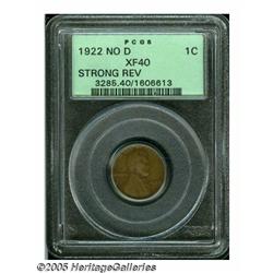 1922 No D 1C Strong Reverse XF40 PCGS. FS-013.2. 