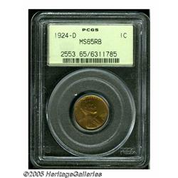 1924-D 1C MS65 Red and Brown PCGS. Vivid olive, r