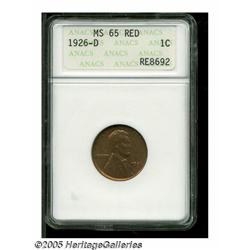 1926-D 1C MS65 Red ANACS. A pleasing Gem that has