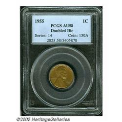1955/55 1C Doubled Die AU58 PCGS. Well defined wi