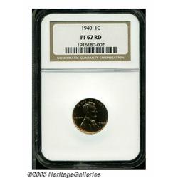 1940 1C PR67 Red NGC. This gorgeous pumpkin-gold 