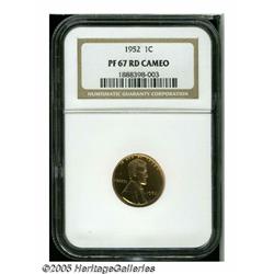 1952 1C PR67 Red Cameo NGC. Deeply mirrored with 