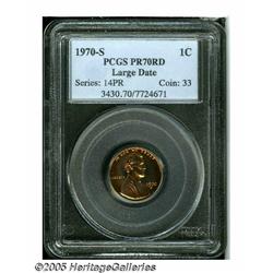 1970-S 1C Large Date PR70 Red PCGS. A beautiful a