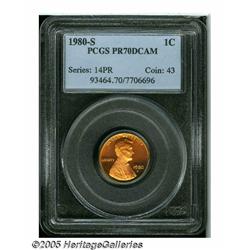 1980-S 1C PR70 Deep Cameo PCGS. Intense orange su