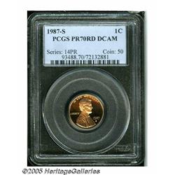 1987-S 1C PR70 Deep Cameo PCGS. Sparkling bright 