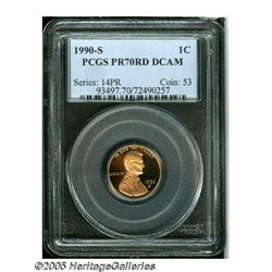 1990-S 1C PR70 Deep Cameo PCGS. This immaculate l