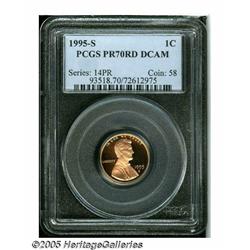 1995-S 1C PR70 Deep Cameo PCGS. This pristine spe