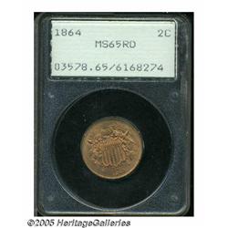 1864 2C Large Motto MS65 Red PCGS. A well struck 