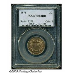 1871 2C PR64 Red and Brown PCGS. Virtually full r