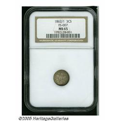 1862/1 3CS MS65 NGC. FS-007. The underdigit 1 is 