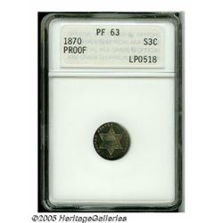 1870 3CS PR63 ANACS. Beautifully toned in ruby-re