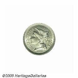 1873 3CN Closed 3 MS66 PCGS. A thin layer of pale