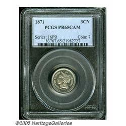 1871 3CN PR65 Cameo PCGS. Fully brilliant with il