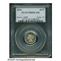 1876 3CN PR65 Cameo PCGS. Obvious white on black 