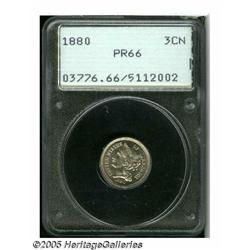 1880 3CN PR66 PCGS. Traces of gold color visit th