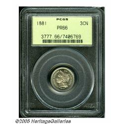 1881 3CN PR66 PCGS. An impressive premium Gem, li
