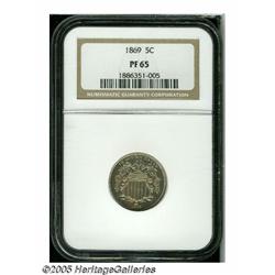1869 5C PR65 NGC. An early proof issue in the Shi