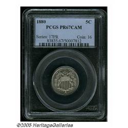 1880 5C PR67 Cameo PCGS. An absolutely stunning t