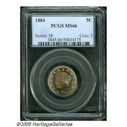 1884 5C MS66 PCGS. Fully struck, except for trivi