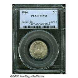 1886 5C MS65 PCGS. An attractive example that is 