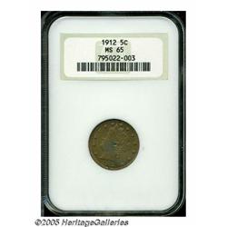 1912 5C MS65 NGC. The bright, satiny mint luster 