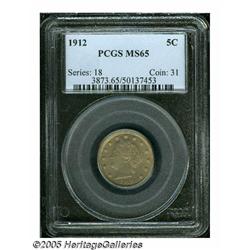 1912 5C MS65 PCGS. A layer of warm, medium-intens