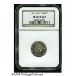 1883 5C No Cents PR67 Cameo NGC. The 1 in the dat