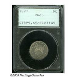 1897 5C PR65 PCGS. This razor-sharp Gem is encaps