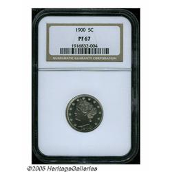 1900 5C PR67 NGC. This razor-sharp Superb Gem dis