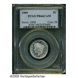 1909 5C PR66 Cameo PCGS. Impressive mint frost ev