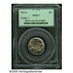 1913 5C Type One MS67 PCGS. Pleasing low intensit