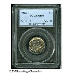 1915-D 5C MS66 PCGS. Each side of this deeply lus