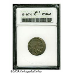 1918/7-D 5C VG8 ANACS. Heavily worn but original,