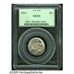 1921 5C MS65 PCGS. Tan and dove-gray colors grace