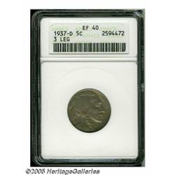 1937-D 5C Three-Legged XF40 ANACS. FS-020.2. A li