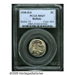 1938-D/S 5C MS67 PCGS. OMM-1. Only the Denver Min