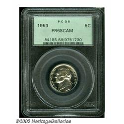 1953 5C PR68 Cameo PCGS. This lovely proof is vir