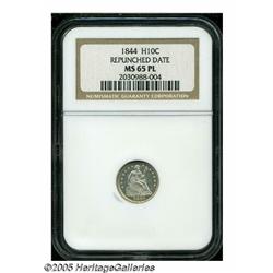 1844 H10C Repunched Date MS65 Prooflike NGC. V-3.
