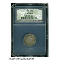 1796 10C Fine Details, Damaged, Bent, NCS. JR-2, 