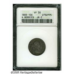 1805 10C 4 Berries VF30 ANACS. JR-2, R.2. A gunme