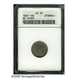 1837 10C Large Date AU55 ANACS. Sharp details wit