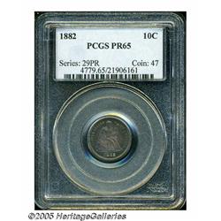 1882 10C PR65 PCGS. Deeply toned in emerald-green