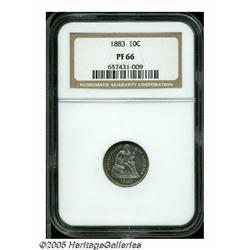 1883 10C PR66 NGC. Handsome light gold color is a
