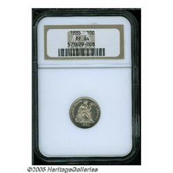 1885 10C PR64 NGC. This brilliant near-Gem posses