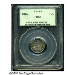 1887 10C PR65 PCGS. The deep reflectivity in the 