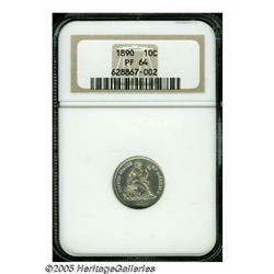 1890 10C PR64 NGC. Proof surfaces are essentially