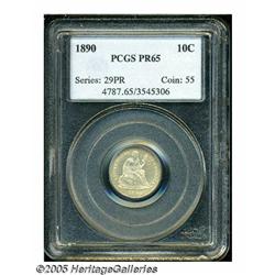 1890 10C PR65 PCGS. A brilliant Gem Proof with ex