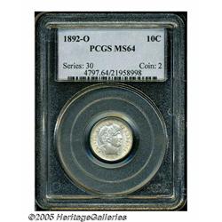 1892-O 10C MS64 PCGS. A sharply struck and well p