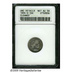 1894-O 10C --Cleaned--ANACS. Unc Details, Net AU5