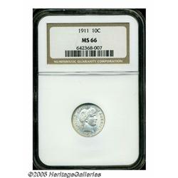 1911 10C MS66 NGC. Bright, frosted mint luster gi
